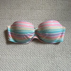 pastel multicolored striped bandeau bikini top